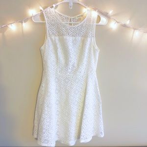 Monteau | White Lace Skater Dress Keyhole Back